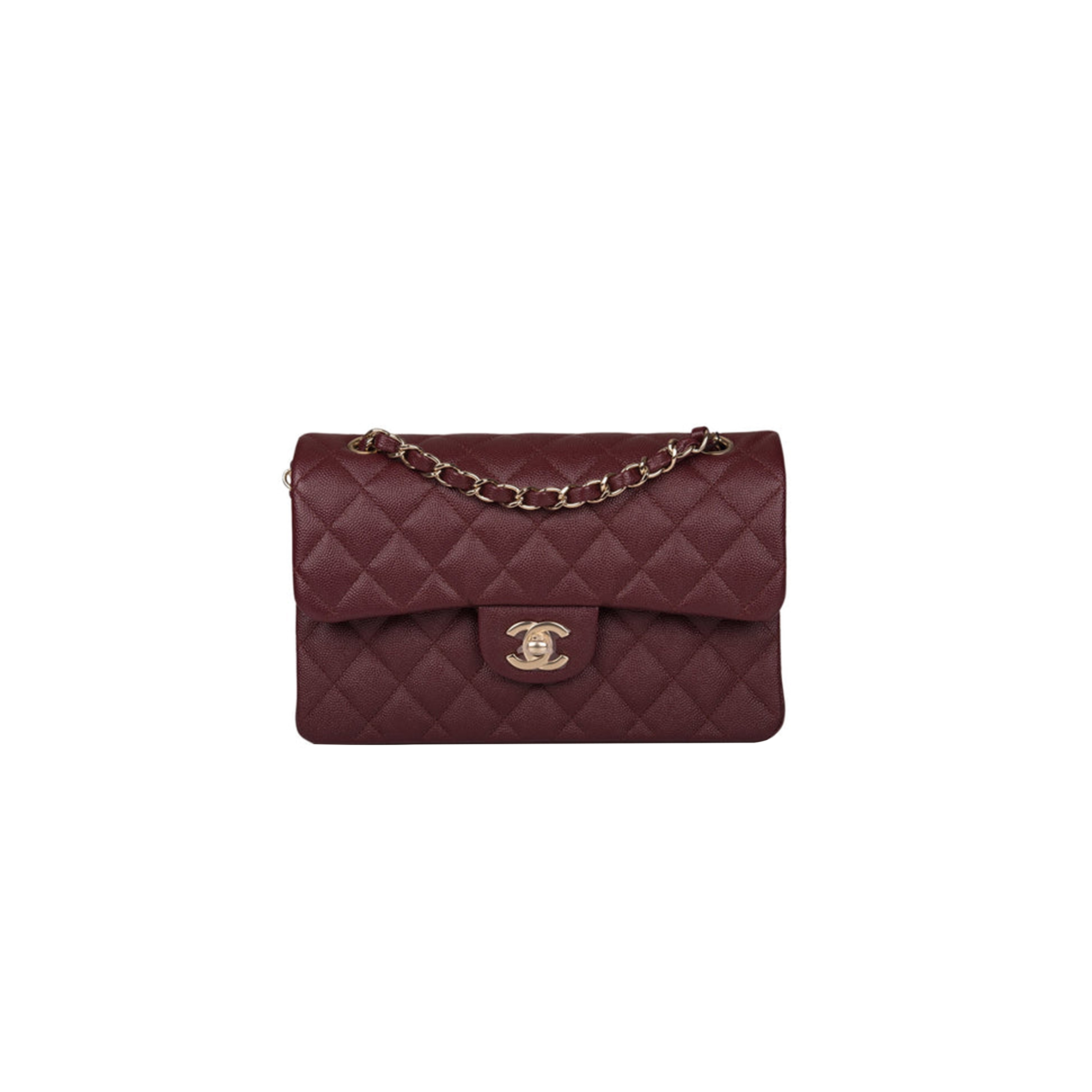 CHANEL MEDIUM FLAP BAG BURGUNDY (23*14.5*6cm) 